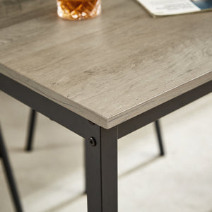 English Elm Pub Industrial Style 7-Piece High Dining Set with Steel Frame, PU Padded Bar Chairs, Adjustable Feet Grey W1668P193689