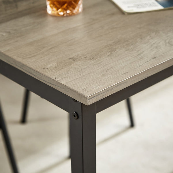 English Elm Pub Industrial Style 7-Piece High Dining Set with Steel Frame, PU Padded Bar Chairs, Adjustable Feet Grey W1668P193689