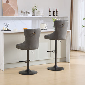 English Elm A&A Retro Pu Swivel Barstools Set Of 2, Adjustable Height 26-33", Vintage Comfort For Kitchen & Bar W1143P195203