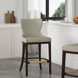 English Elm Blair Stone Gray Leatherette Barstool With Beech Wood Legs - Elegant Comfort For Any Space B365P398063