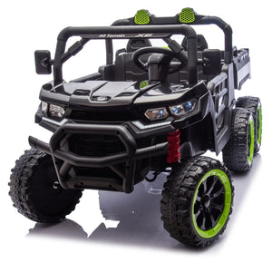 English Elm 24v Two Seat Kids Electric Dump Truck Six Wheel 4wd Utv with Parental Remote Black W1578P268991