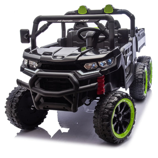 English Elm 24v Two Seat Kids Electric Dump Truck Six Wheel 4wd Utv with Parental Remote Black W1578P268991