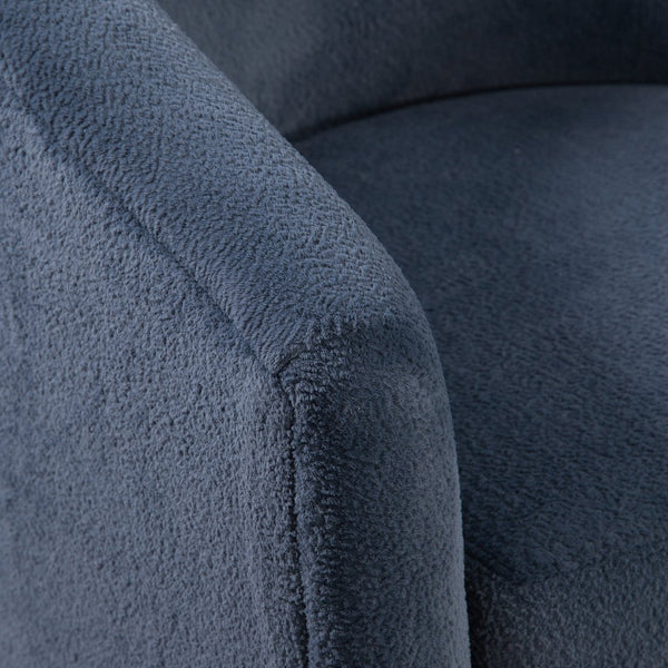 English Elm Oaklynn Barrel Swivel Accent Chair in Durable Performance Fabric — Stain-Resistant, 360° Comfort Navy B050P281008