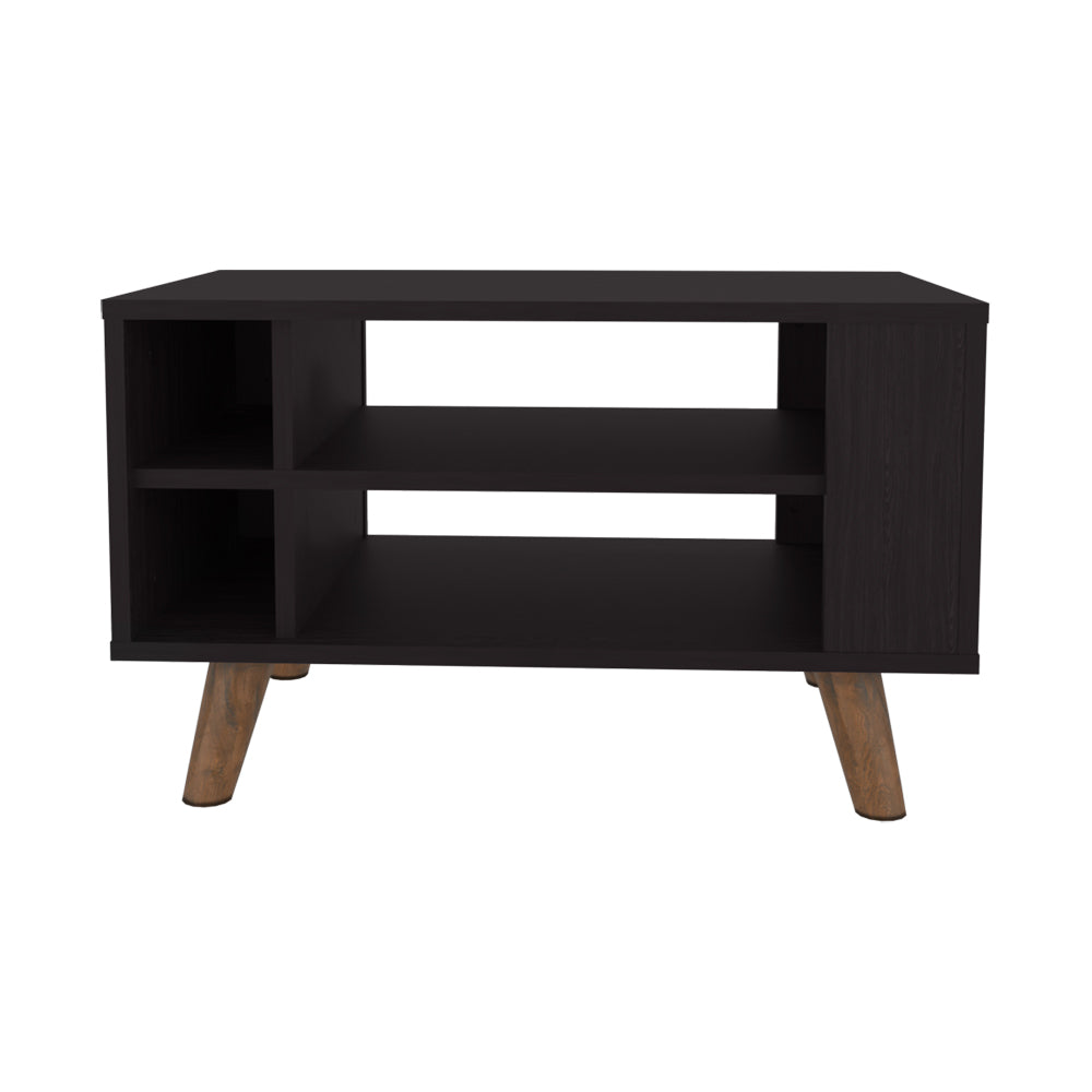 English Elm Latrobe Black Engineered Wood Coffee Table with Storage Compartments, Sleek Durable Finish for Living Rooms B092P309171