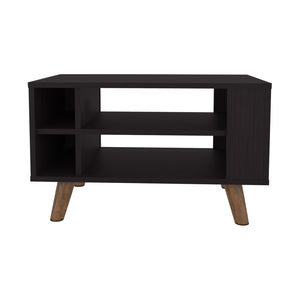 English Elm Latrobe Black Engineered Wood Coffee Table with Storage Compartments, Sleek Durable Finish for Living Rooms B092P309171