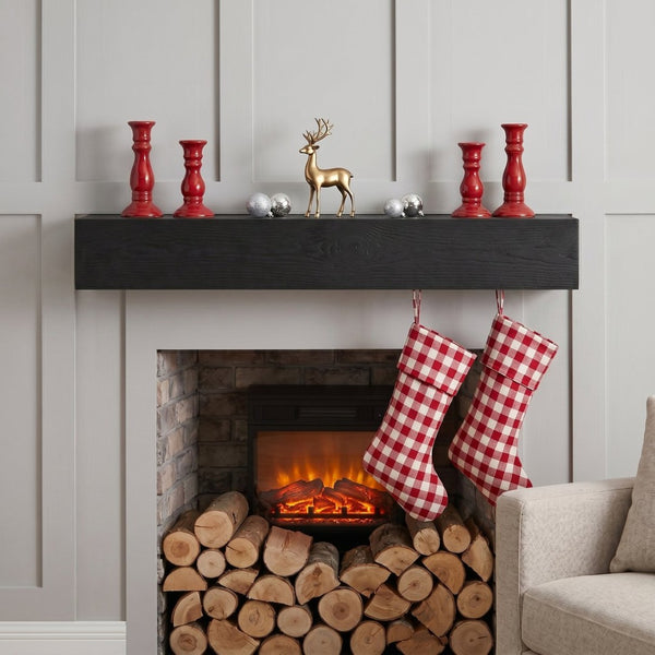 English Elm 48'' Solid Western Red Cedar Floating Mantel Shelf Rustic Farmhouse Wall Display W2640P358910