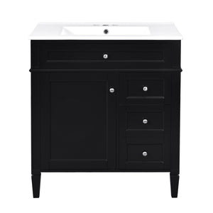 English Elm 30'' Modern Bathroom Vanity With Ceramic Sink, 2 Drawers & Tip-Out Storage For Stylish Organization N710P250194B