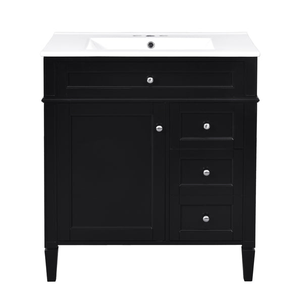 English Elm 30'' Modern Bathroom Vanity With Ceramic Sink, 2 Drawers & Tip-Out Storage For Stylish Organization N710P250194B