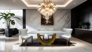 English Elm Glam 2Pc Side Chair Set - Chic White Upholstered Chairs With Gold Legs & Diamond Tufted Backrests B2741P406811