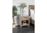 English Elm Rustic Weathered Light Oak 1 Piece Nightstand Black Bar Pull Bedroom Furniture Bedside Table 1-Drawer