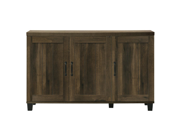 English Elm Cortona Three Door Shoe Cabinet with Oak Grain Laminate Finish for Entryway Dark Oak B2749P413396
