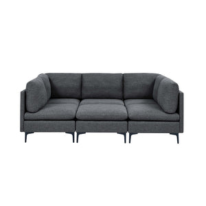 English Elm Linen Upholstered Modular Sectional Sofa with Tall Black Metal Legs for Living Room Dark Gray B2748S00114