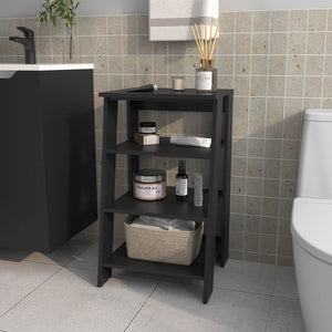 English Elm Bathbi 30" 4-Tier Ladder Shelf Organizer for Bathroom and Living Room - Sleek Minimalist Vertical Storage Black 34.7 L x 18.6 W x 3.2 H B200P240251