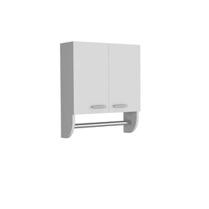 English Elm Optim Wall Mounted Bathroom Cabinet with Towel Bar and Two Adjustable Interior Shelves White B070P234352