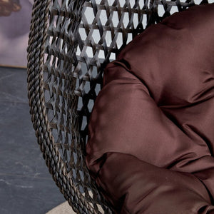 English Elm 76.8-inch Hand Woven Rattan Egg Swing Chair Indoor Outdoor with Cushion Lumbar Pillow Black W1512P498596