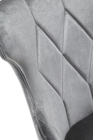 English Elm Reine Wood Upholstered Dining Chair with Solid Beech Frame, Velvet Stitch Detail, 300 lb Capacity Grey B365P397829