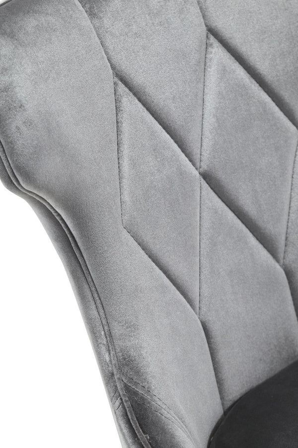 English Elm Reine Wood Upholstered Dining Chair with Solid Beech Frame, Velvet Stitch Detail, 300 lb Capacity Grey B365P397829