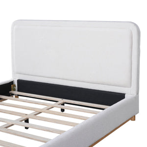 English Elm Christopher Knight Home® - Queen Size Bed Frame With Stylish Boucle Upholstered Headboard, Solid Wood Base, Easy Assembly N757Q329188W