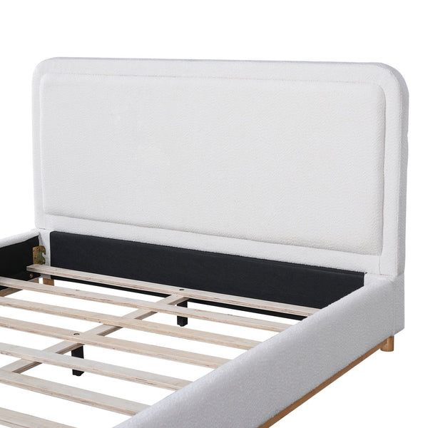 English Elm Christopher Knight Home® - Queen Size Bed Frame With Stylish Boucle Upholstered Headboard, Solid Wood Base, Easy Assembly N757Q329188W
