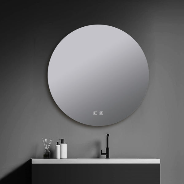 English Elm Nordica Round Backlit Led Vanity Mirror with Defogger for Modern Bathrooms B2731P478355