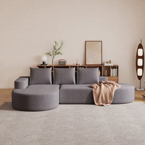 English Elm Modern Curved Sectional Sofa - Chenille Upholstered Modular Couch Set With 3 Pillows For Style & Comfort W834S00455