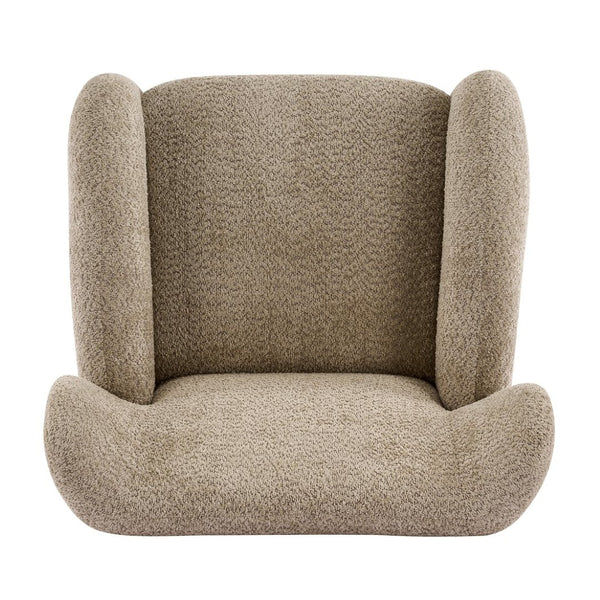 English Elm Wingback Boucle Accent Chair with Rounded Legs for Living Room or Reading Nook N776P376365D