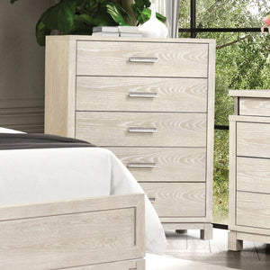 English Elm 1pc Chest Transitional Weathered Finish 5-Drawer Tall Dresser with Dentil Molding and Metal Knobs Gray 45 L x 21 W x 57 H B2741P370418