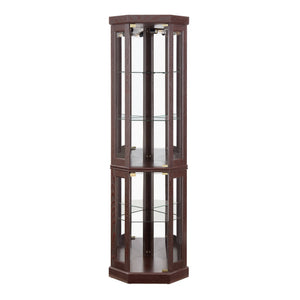 English Elm Lighted Corner Curio Cabinet - Elegant Display Case With Built-In Lighting For Collectibles & Glassware W1758P294620