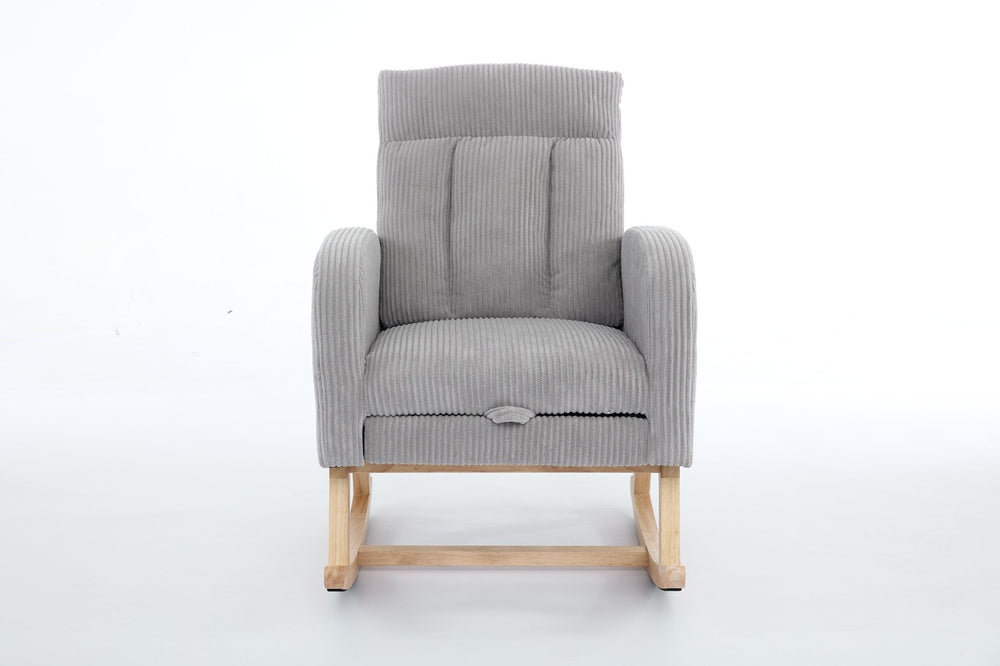 English Elm Modern Upholstered Rocking Chair With Solid Wood Legs, High Backrest, Side Pocket For Comfort & Style P1 W2725P276819-GIGA