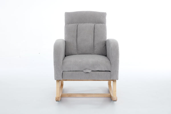 English Elm Modern Upholstered Rocking Chair With Solid Wood Legs, High Backrest, Side Pocket For Comfort & Style P1 W2725P276819-GIGA