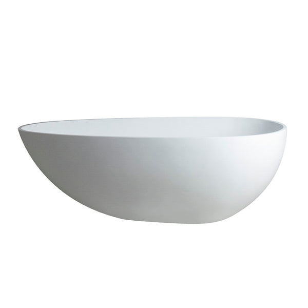 English Elm 60" Oval Acrylic Freestanding Soaking Tub Glossy White Spa Bath with Pop-up Drain Matte White W1920P385611