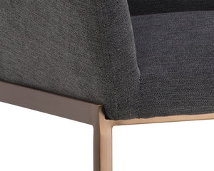 Sunpan Gesa Modern Barstool with Antique Brass Frame and Durable Performance Fabric for Elegant Dining Spaces Polo Club Kohl Grey