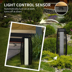 English Elm Outsunny Solar Rattan Pathway Lantern Outdoor Wicker Led Garden Light Auto Dusk W2225P174039
