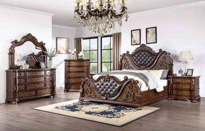 English Elm Traditional Marble Top Nightstand with Dovetail Drawers Cedar Lining Cherry Finish Brown B2741P436974