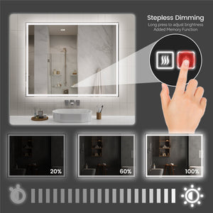 English Elm 60"x48" Modern LED Smart Mirror — Front & Back Lit Bathroom Mirror, Touch Anti-Fog, 3-Color Memory Mode T3177P284028