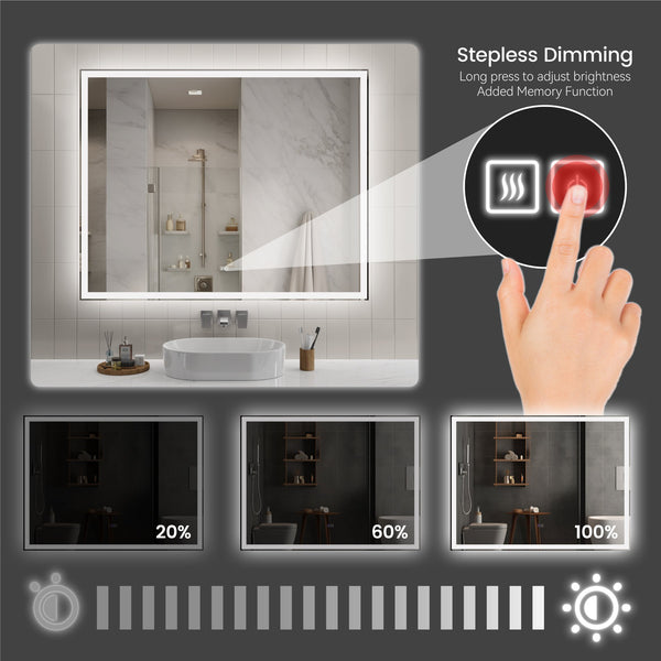 English Elm 60"x48" Modern LED Smart Mirror — Front & Back Lit Bathroom Mirror, Touch Anti-Fog, 3-Color Memory Mode T3177P284028