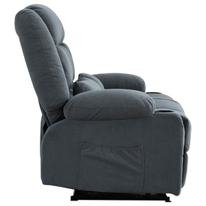 English Elm Recliner Oversized Manual Loveseat with Cup Holders and Side Pocket, Ergonomic 150° Recline, 600lb Capacity Blue W1521S00075
