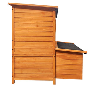English Elm Chicken Coop Spruce Wood Double House for 8 Birds with Nesting Boxes Flip Roof W3166P506394