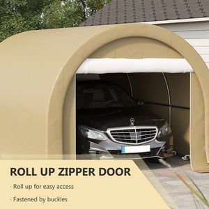 English Elm Outsunny 10x16 Portable Carport Steel Frame Pe Canopy Shelter for Vehicles Gear Beige W2225P200869