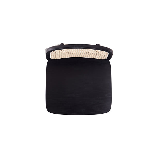 English Elm Versailles Solid Ash Wood Dining Chair with Cane Backrest, 275 lb Capacity, Fully Assembled Set Black+Natural B365P397784