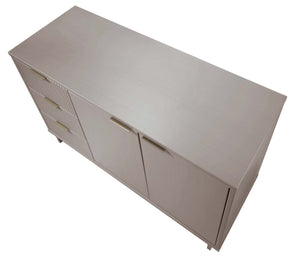 English Elm Granville 55" Sideboard with Solid Wood Ribbed Drawers, Gold Steel Handles & 3 Concealed Shelves LIGHT GREY B365S00119