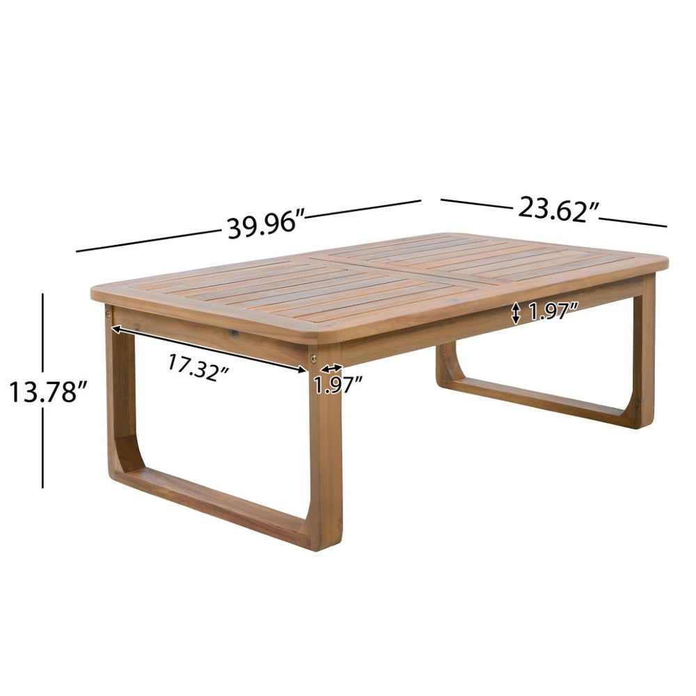 English Elm 2-piece Acacia Wood Outdoor Daybed and Coffee Table Set Resort Coastal Style N770P378689L_N770P373436L