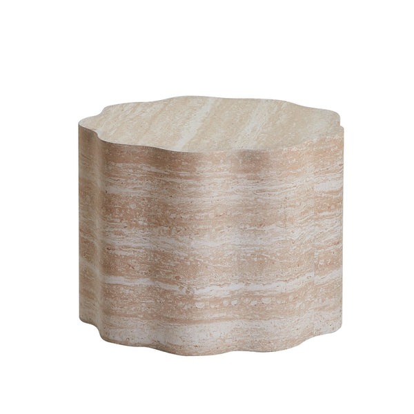 English Elm Set of 2 Round Coffee Tables Beige Brown Faux Mars Pattern MDF, Space-Saving Modern Accent Tables W3040P382320