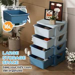 English Elm Qaba 4 Tier Kids Storage Unit with Removable 16L Drawers, Compact Toy Organizer for Toddlers Blue W2225P229206