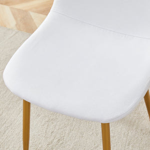 English Elm 4-Piece Modern Luxe Dining Set With Glass Table & Chic White-Gold Chairs For Stylish Interiors W1151S03683