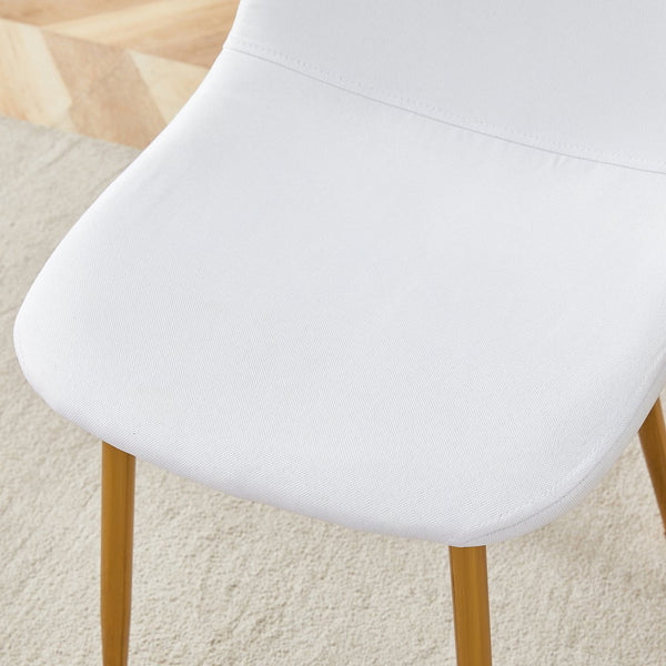 English Elm 4-Piece Modern Luxe Dining Set With Glass Table & Chic White-Gold Chairs For Stylish Interiors W1151S03683