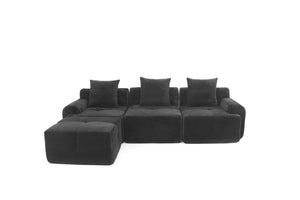 English Elm 104 Inch Modular Sectional Sofa Pineapple Weave Fabric Living Room Lounger Black W5385S00001