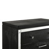 English Elm Dovii Black 3-Drawer Nightstand With Mirror Accent