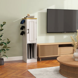 English Elm 44.49" Slim Gaming Console Storage Cabinet with Drawers and Hooks Antique White W1120P330147