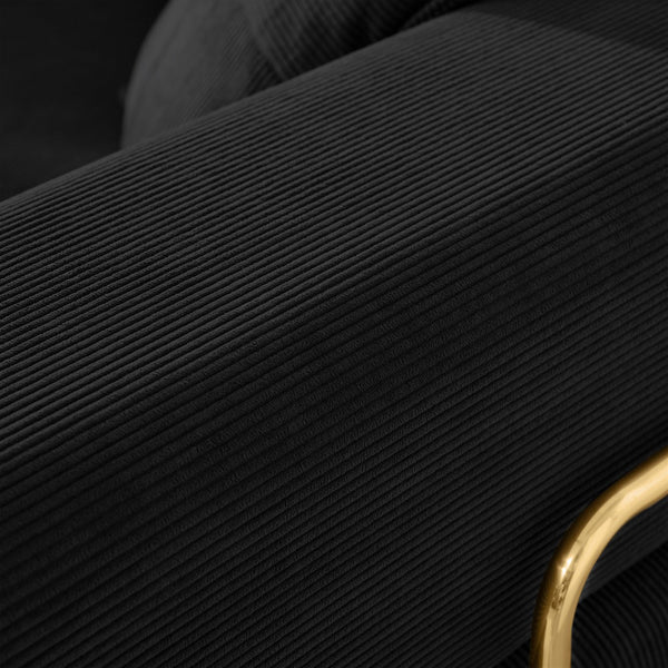 English Elm Modern Modular Sofa Bed Fold-Out Convertible Floor Couch with Removable Backrest, Corduroy Comfort Black W1117P312492